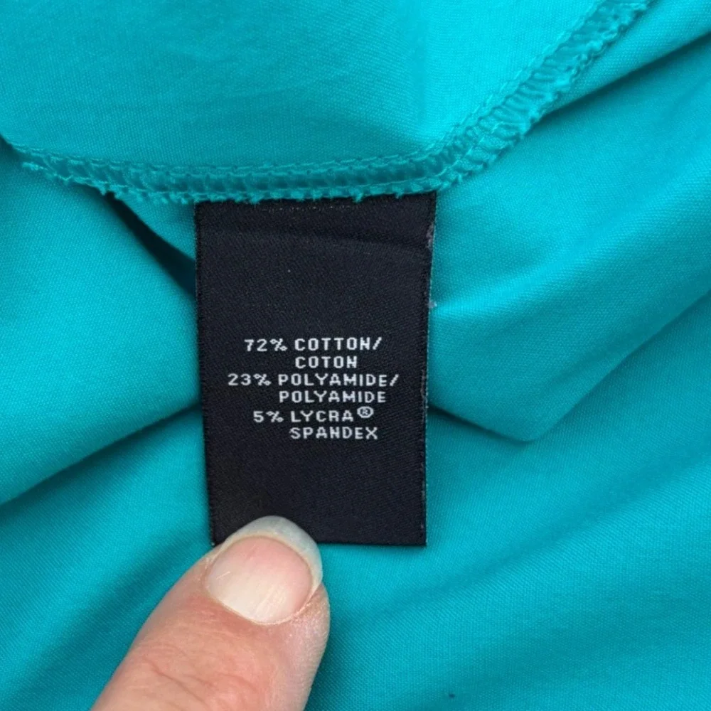 Lafayette 148 New York Teal Green Pleated Waist Hidden Button Down Shirt Size 12 - Picture 6 of 11